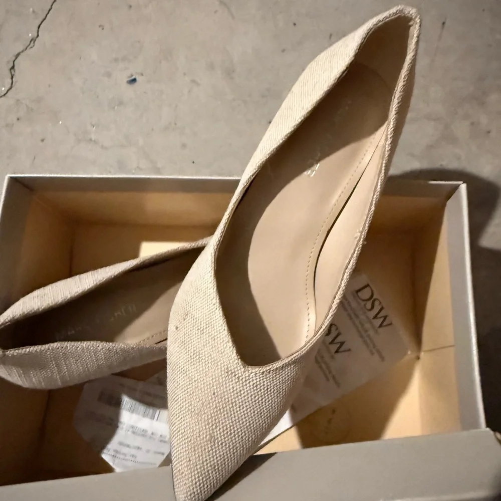 Marc Fisher Cream Textured Block Heels - Picture 2 of 3